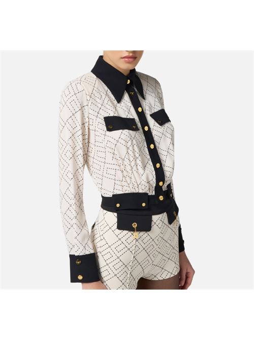 CAMICIA CROPPED BI-COLOR ELISABETTA FRANCHI | CAS0156E2EF1 Milk/Nero